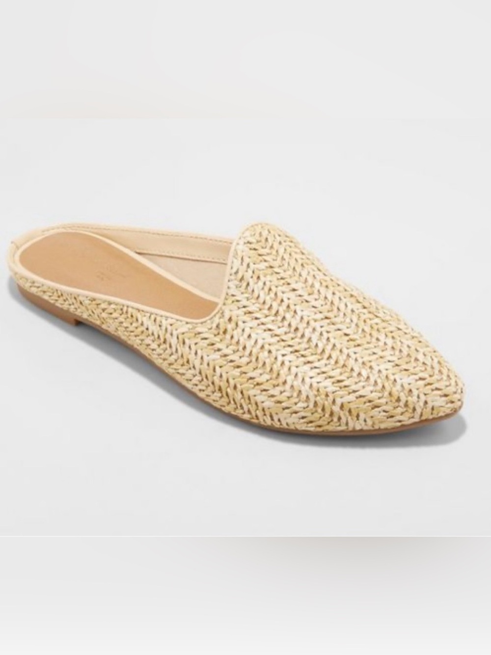 Universal Thread Violet Natural Raffia Woven Slip-On Mule